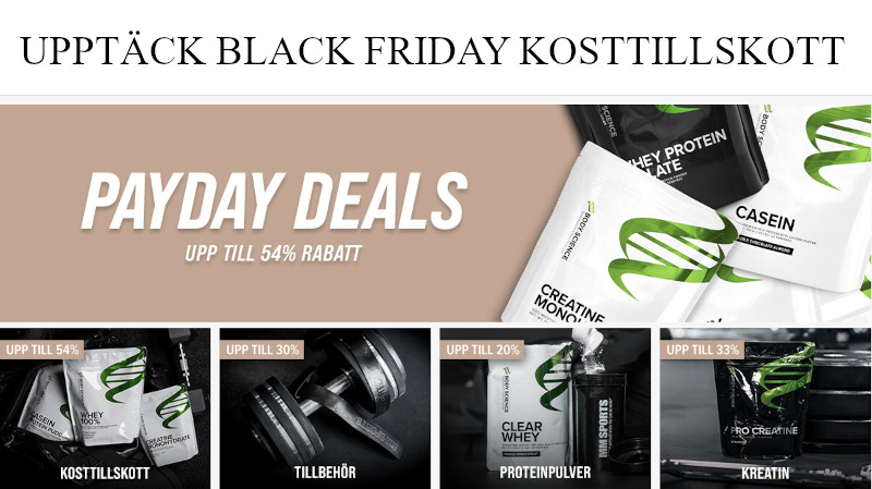 Black Friday kosttillskott erbjudande - Black Week rea träning