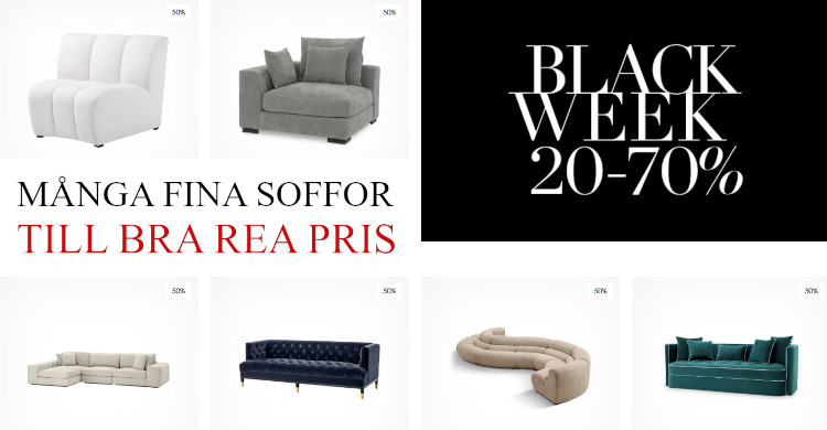 Black Friday soffa - Rea erbjudande till Black Week 2024